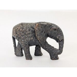 Vintage Elephant Hand Chip Carved  Sculpture Black Figure Besmo Kenya African